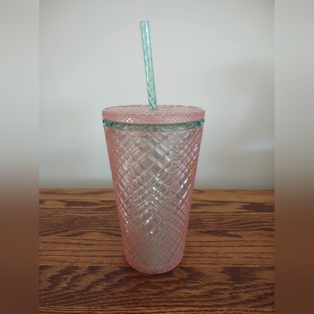 Starbucks Pink & Mint Iridescent Grande Tumbler with Mint Straw - Picture 2 of 3